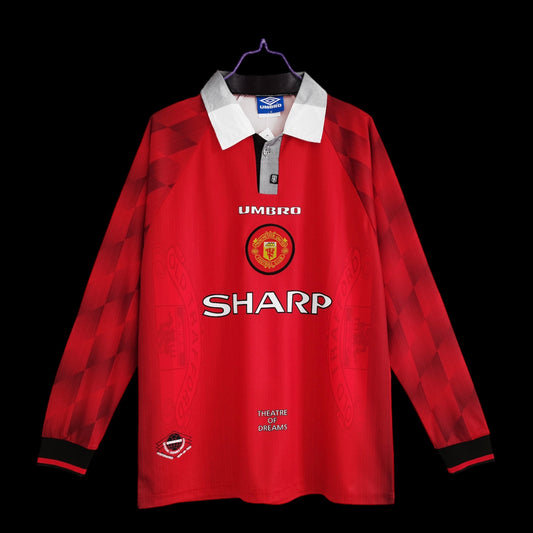 Manchester United Home 96-97 Retro Premium Replica Jersey Long Sleeve 