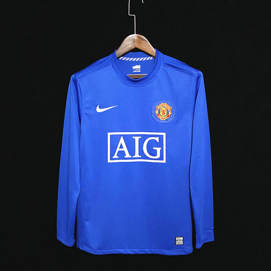 Manchester United Visitante 07-08 Retro Jersey Réplica Premium Manga Larga